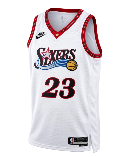 Джерси Леброна Джеймса Philadelphia 76ers Hardwood Classics, вид спереди