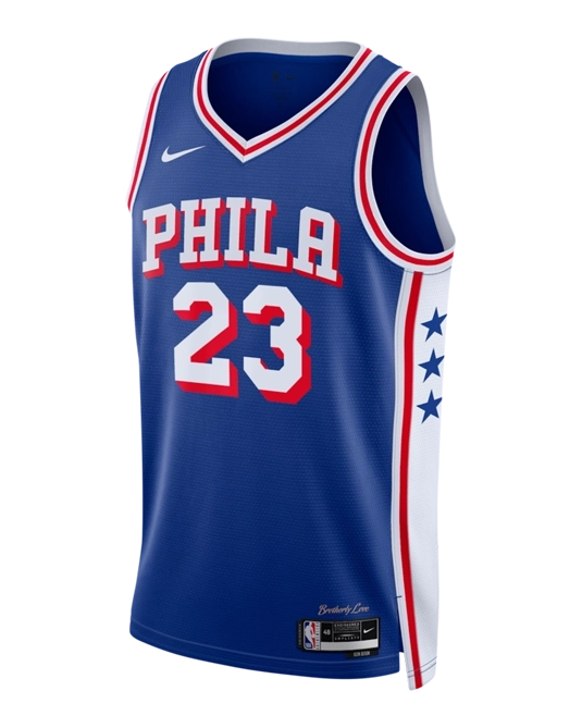 Джерси Леброна Джеймса Philadelphia 76ers Icon Edition, вид спереди